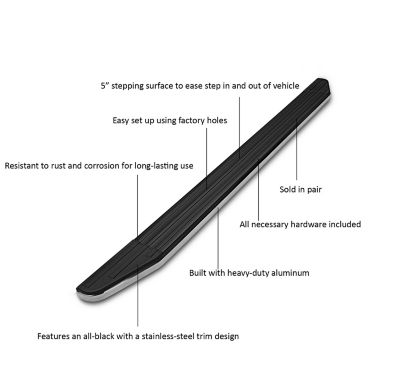 Image showing 5 th Black Horse Off Road Premium Running Boards Black Silver 07-25 Acura MDX