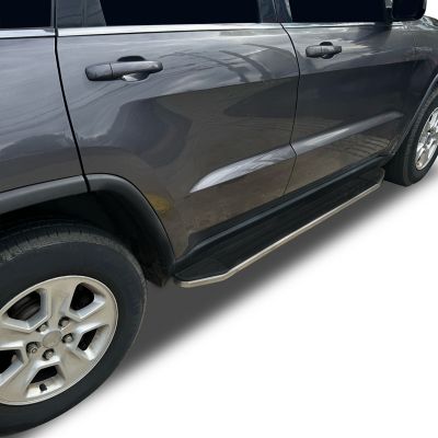 Image showing  Premium Running Boards Black Silver 22-25 Jeep Grand Cherokee