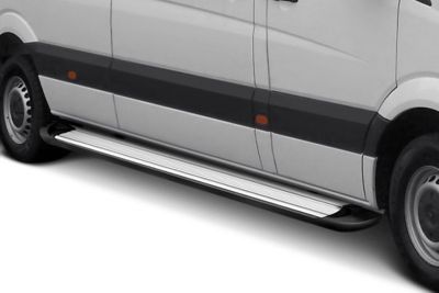 Image showing  Transporter Running Boards Silver 01-25 Chevy Silverado 1500 Crew Cab