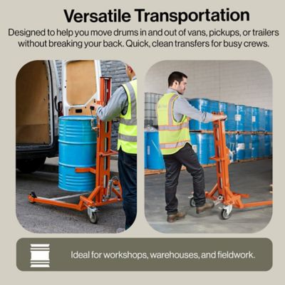 Image showing  Hydraulic Drum Lift for 55-Gallon Drums - Heavy-Duty Barrel Lifter, 550 LB Capacity