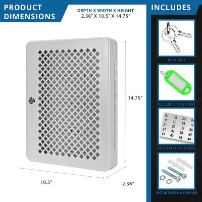 Image showing 9 th Barska 40 Capacity Mesh Front Key Cabinet with Key Lock