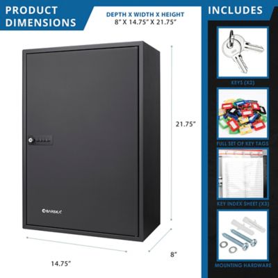Barska 300 Capacity Adjustable Key Cabinet with Combination & Key Lock