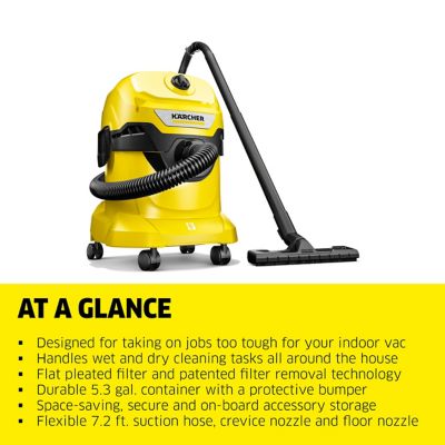 Image showing  Shop Vacuum WD 4, 5.3 gal, 3.8 Peak HP, 33 ft. Reach, Blower Function, Heavy Duty, Crevice Tool, Floor Nozzle