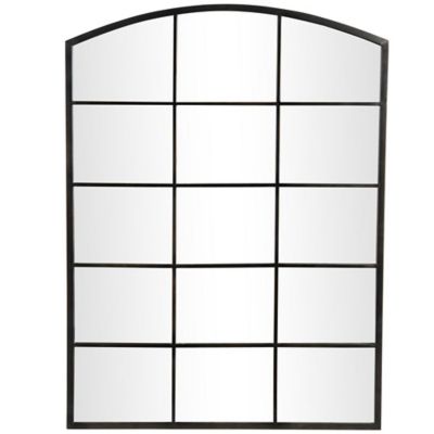 Image showing  Metal Arched Window Pane Inspired Room Wall Mirror with Black Frame