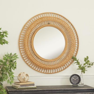Harper & Willow Rattan Handmade Open Frame Woven Room Wall Mirror