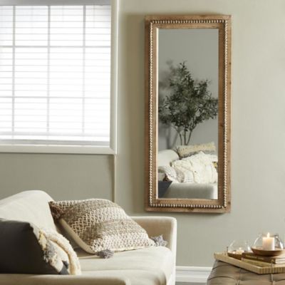 Harper & Willow Wood Washed Beaded Tall Room Wall Mirror