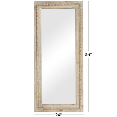 Image showing 4 th Harper & Willow Wood Washed Beaded Tall Room Wall Mirror