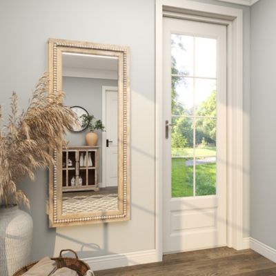 Image showing 5 th Harper & Willow Wood Washed Beaded Tall Room Wall Mirror