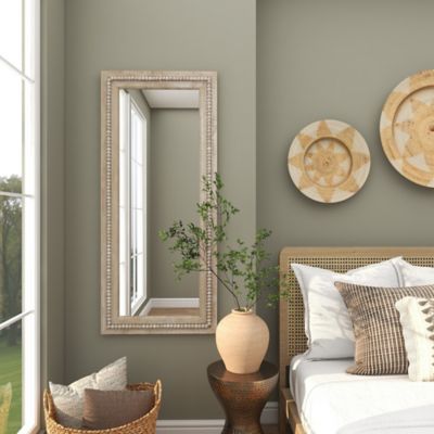 Image showing 7 th Harper & Willow Wood Washed Beaded Tall Room Wall Mirror