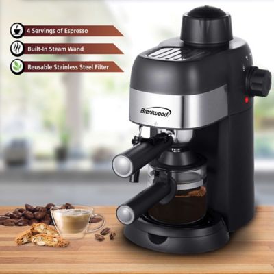 Image showing  4-Cup Stainless Steel Espresso and Cappuccino Maker Machine