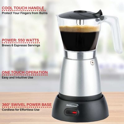 Image showing 9 th Brentwood Appliances 6-Cup Electric Moka Pot Espresso Machine