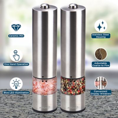 Image showing 6 th Brentwood Appliances LED Stainless Steel Salt and Pepper Adjustable Ceramic Grinders