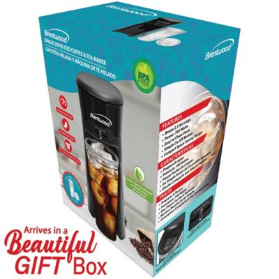 Brentwood Appliances Single-Serve Iced Coffee and Tea Maker with 20-Oz. Insulated Tumbler and Reusable Filter