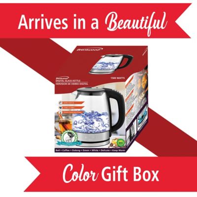 Brentwood Appliances 1.79-Qt. Cordless Digital Glass Electric Kettle with 6 Precise Temperature Presets and Swivel Base