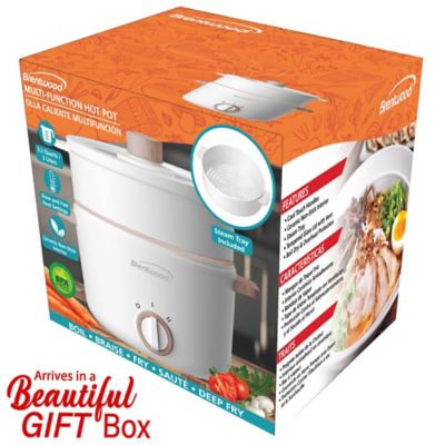 Image showing  3.2-Qt. Multi-Function Electric Hot Pot Cooker with Food Steamer and Ceramic Non-Stick Coating