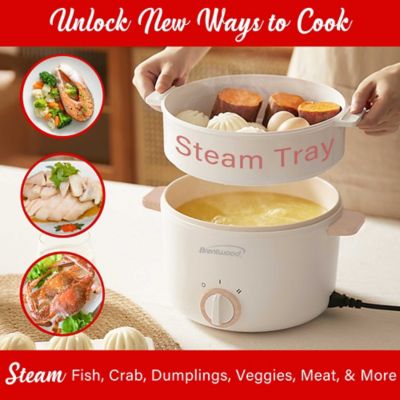 Image showing 5 th Brentwood Appliances 3.2-Qt. Multi-Function Electric Hot Pot Cooker with Food Steamer and Ceramic Non-Stick Coating
