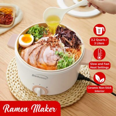 Image showing 6 th Brentwood Appliances 3.2-Qt. Multi-Function Electric Hot Pot Cooker with Food Steamer and Ceramic Non-Stick Coating