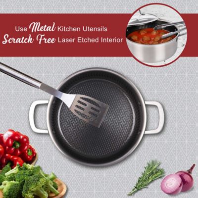 Image showing  3-Ply Hybrid Non-Stick Stainless Steel 6 Qt. Dutch Oven with Tempered Glass Lid
