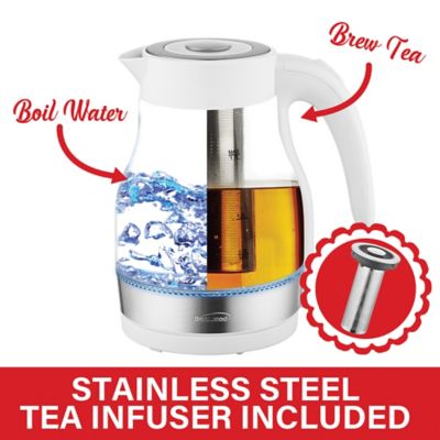 Image showing  1.79-Qt. Cordless Glass Electric Kettle with Tea Infuser and Swivel Base