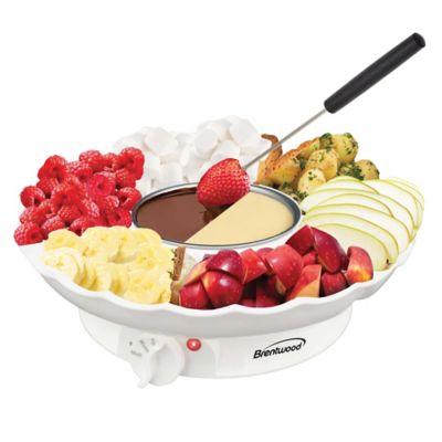 Image showing  Electric Fondue Pot Set with 3-Section Tray and 4 Dipping Forks