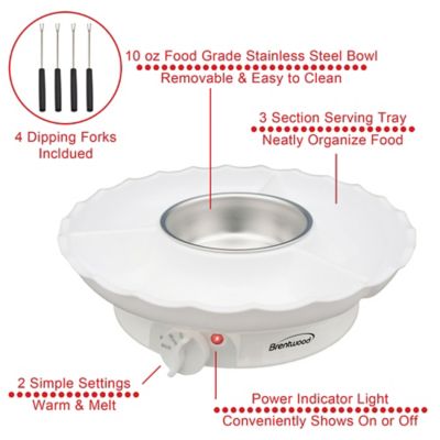 Image showing  Electric Fondue Pot Set with 3-Section Tray and 4 Dipping Forks