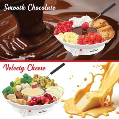 Image showing  Electric Fondue Pot Set with 3-Section Tray and 4 Dipping Forks