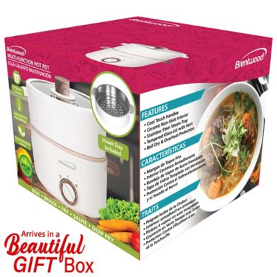 Image showing  1.6-Qt. Multi-Function Electric Hot Pot Cooker with Food Steamer and Non-Stick Coating