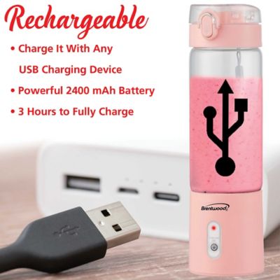 Image showing 8 th Brentwood Appliances 17-Oz. Portable Battery-Operated USB-Chargeable Glass Blender