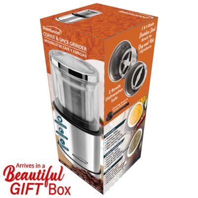 Image showing  Electric Stainless Steel Wet-and-Dry Coffee Bean, Herb, and Spice Grinder with 2 Removable Bowls