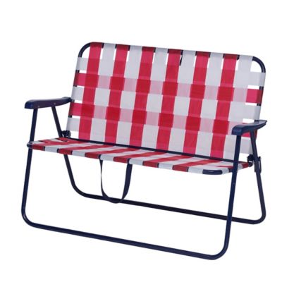 Red Shed Folding Patio Loveseat, Red/White