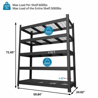 Image showing  72 in. Metal 5-Shelf Garage Storage Shelving Unit Standard Bookcase with Shelves
