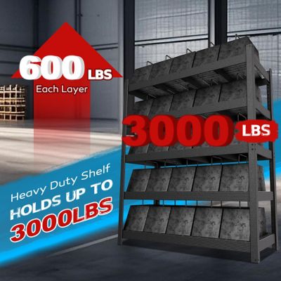 Image showing  72 in. Metal 5-Shelf Garage Storage Shelving Unit Standard Bookcase with Shelves