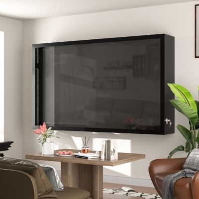 Veikous 53 in. W Metal Outdoor TV Enclosure Cabinet, Patio TV Furniture Cover with Anti-theft Lock and TV Mount