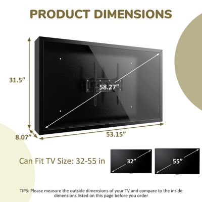 Image showing  53 in. W Metal Outdoor TV Enclosure Cabinet, Patio TV Furniture Cover with Anti-theft Lock and TV Mount