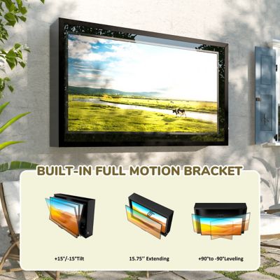 Image showing  53 in. W Metal Outdoor TV Enclosure Cabinet, Patio TV Furniture Cover with Anti-theft Lock and TV Mount