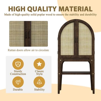 Image showing  Arched Storage Cabinet Wood Wine Bar Storage Cabinet Wine Racks Display