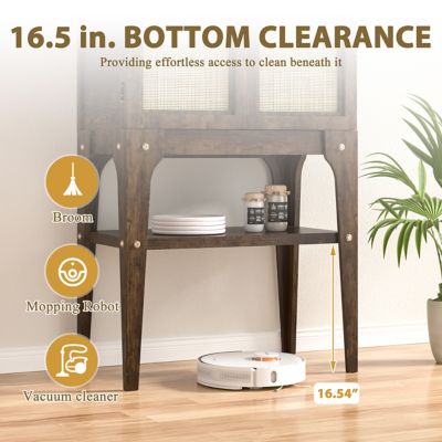 Image showing  Arched Storage Cabinet Wood Wine Bar Storage Cabinet Wine Racks Display