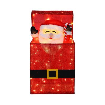 Veikous 27 in. 3D Santa Claus in Gift Box Outdoor Christmas Yard Decoration Warm White LED Lights