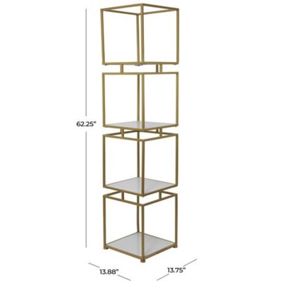 Image showing  Metal Cube Storage Shelving Unit with 4 Marble Shelves