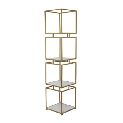 Image showing  Metal Cube Storage Shelving Unit with 4 Marble Shelves