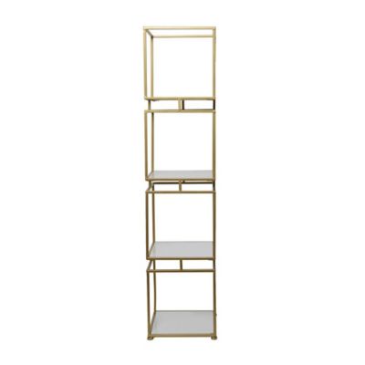 Image showing  Metal Cube Storage Shelving Unit with 4 Marble Shelves