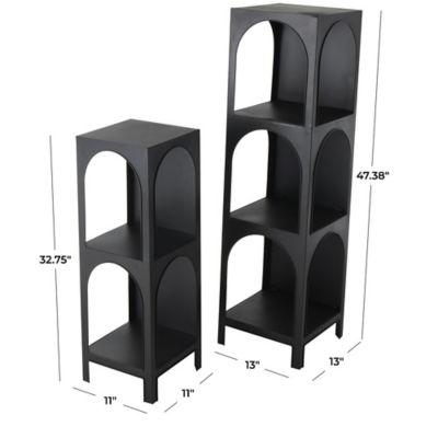 Image showing  Metal Shelf Storage Shelving Unit with Arched Openings, Set of 2