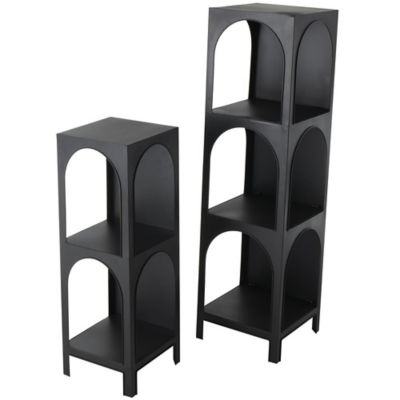 Image showing  Metal Shelf Storage Shelving Unit with Arched Openings, Set of 2