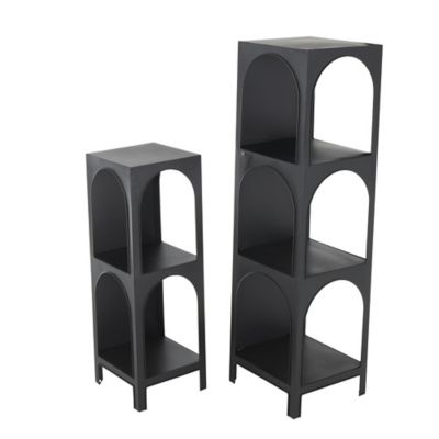 Image showing  Metal Shelf Storage Shelving Unit with Arched Openings, Set of 2