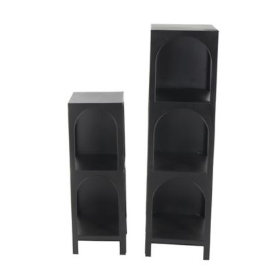 Image showing  Metal Shelf Storage Shelving Unit with Arched Openings, Set of 2