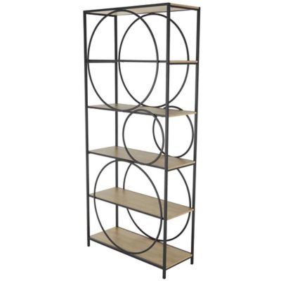 Image showing  Metal Circle Geometric Storage Shelving Unit with Black Metal Frame