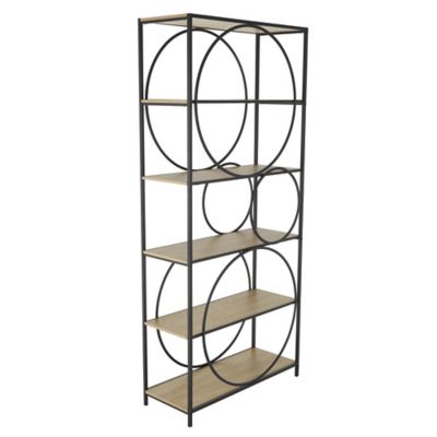 Image showing  Metal Circle Geometric Storage Shelving Unit with Black Metal Frame