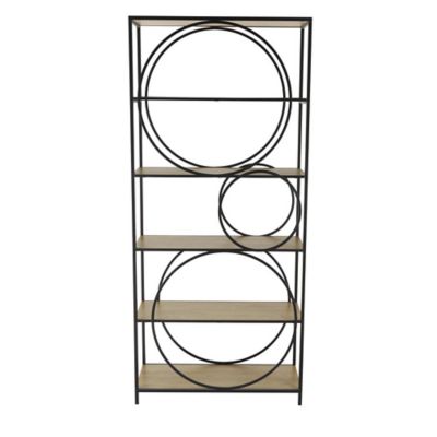 Image showing  Metal Circle Geometric Storage Shelving Unit with Black Metal Frame