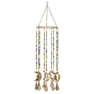 Image showing 1 th Harper & Willow Metal Moon Indoor Outdoor Windchime with Glass Beads and Cone Bells