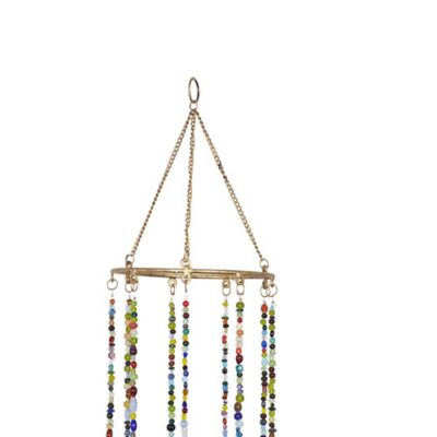 Image showing 3 th Harper & Willow Metal Moon Indoor Outdoor Windchime with Glass Beads and Cone Bells